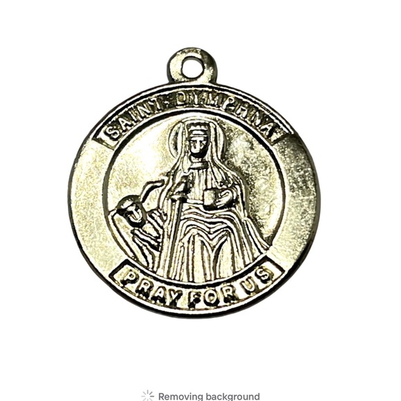 Saint Dymphna Gold Tone Medal. Pre owned Patron Saint of Mental Health - Picture 3 of 3